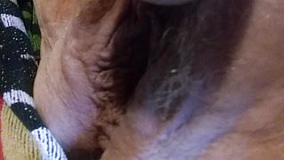 Old fat cunt masturbating with wand