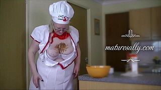 Mature Sally as a naughty chef