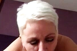 Short silver haired mature sucks cock.