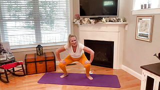 Dani D Mature Yoga Stretch 3 (Yellow Leggings And Pink Toe Nails)