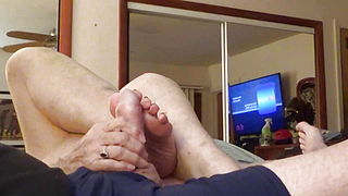 Best Hand amp; Foot Job Ever Lots of Cum On Mature High Arched Feet JOI